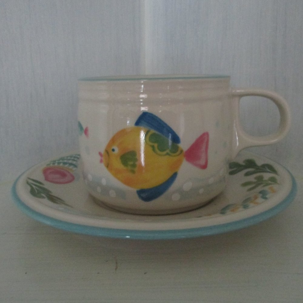 Set of 4 Barrier Reef Cup & Saucers by Studio Nova Fish Seashells